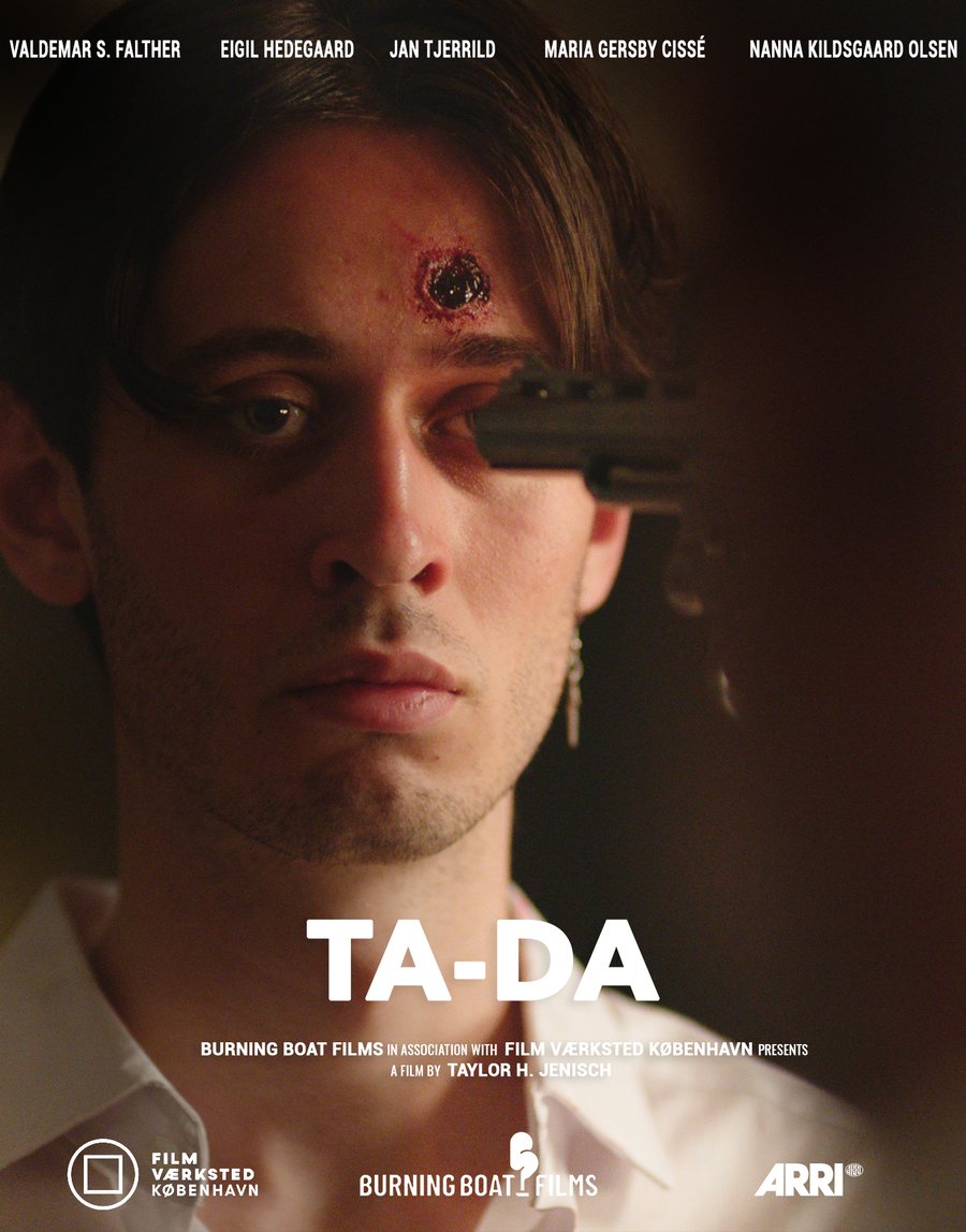 Poster for TA-DA — a young man facing the camera with a pistol held to his temple